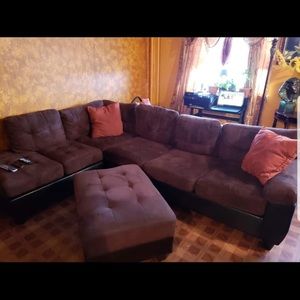 Two piece sofa set with matching ottoman